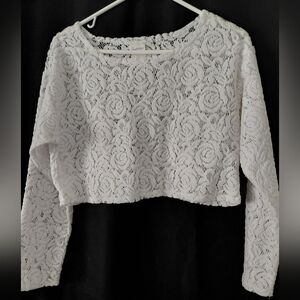 Frederick's of Hollywood White Floral Lace Crop Top